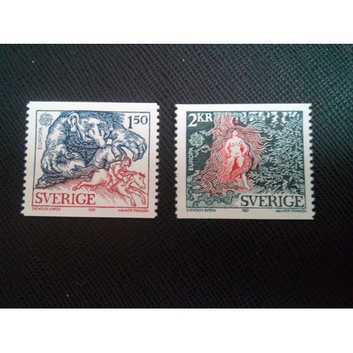 Timbre Suede Yt 1123 - 1124 Europa (C.E.P.T.) - Folklore 1981 ( 50105 )