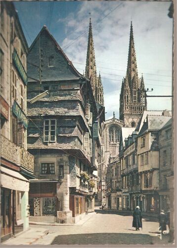 Carte Postale En Couleurs Grand Format - La Bretagne En Couleurs : Quimper, La Rue Kéréon Et Ses Maisons Moyennageuses