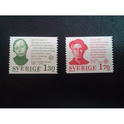 Timbre Suede Yt 1088 - 1089 Europa (C.E.P.T.) - Personnalités 1980 ( 50105 )