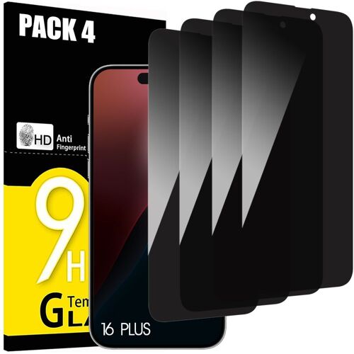 Vitre Protection Verre Trempé Anti-espion pour iPhone 16 Plus - Noir Lot de 4 - E.F.Connection