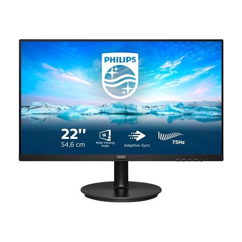 Philips V-line 222V8LA - Écran LED - 22" - 1920 x 1080 Full HD (1080p) @ 75 Hz - VA - 250 cd/m² - 3000:1 - 4 ms - HDMI, VGA, DisplayPort - haut-parleurs - noir texturé