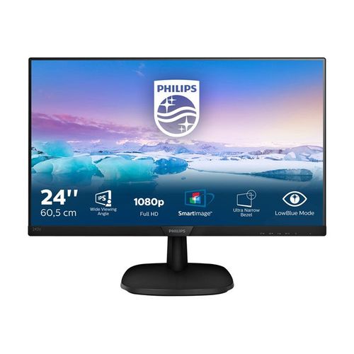 Philips V-line 243V7QDSB - Écran LED - 24" - 1920 x 1080 Full HD (1080p) @ 60 Hz - IPS - 250 cd/m² - 1000:1 - 5 ms - HDMI, DVI-D, VGA - noir texturé