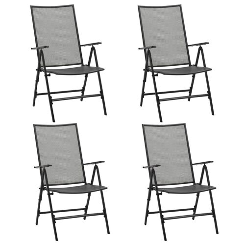 vidaXL Chaises pliables en maille 4 pcs Acier Anthracite