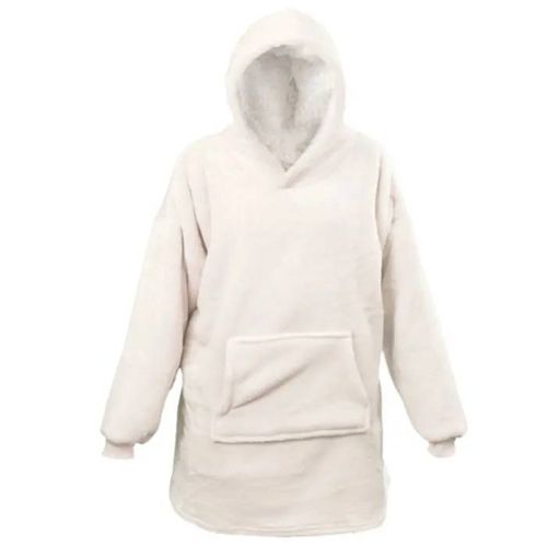 Felpa Con Cappuccio, 70x50x87cm, Design Natalizio, Bianco, Natale, Pile, Soffice, Caldo, Inverno, Regalo