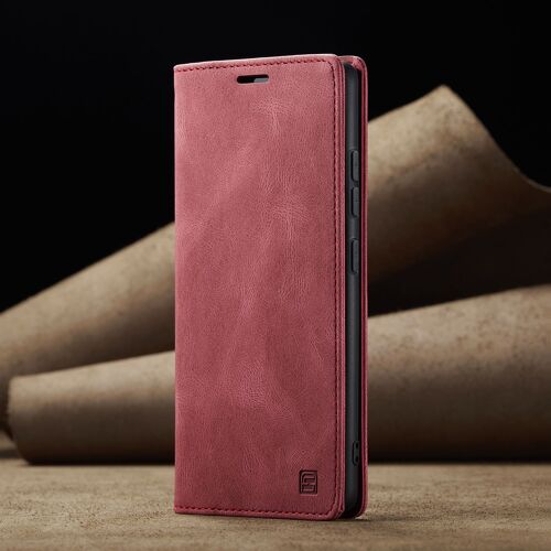 Coque pour Samsung Galaxy S24,Housse Etui Samsung Galaxy S24,clamshell,support pliable,Brosse anti-vol,étui de téléphone à cassette - Rouge