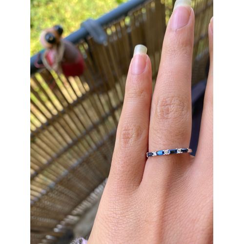 Bague Or Blanc Diamants Et Saphirs Bleus