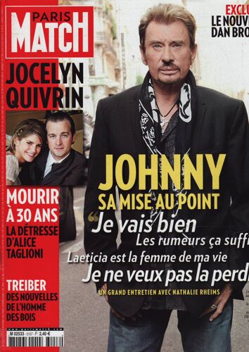 Paris Match / 19-11-2009 N°3157 : Johnny Hallyday (6p) - Jocelyn Quivrin / Alice Taglioni (8p)