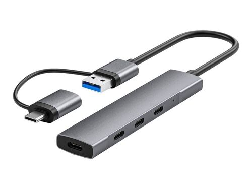 DLH - Concentrateur (hub) - USB-C (M) / USB-A (M) avec USB-C (F) - 4 x USB 3.2 Gen 1 - de bureau