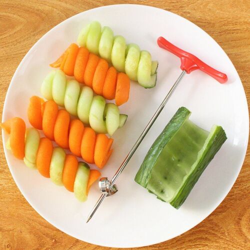 Rouleau manuel en acier inoxydable et plastique, trancheur à spirale, coupe-spirale pour légumes, couteau, outils de sculpture de fruits, accessoires de cuisine