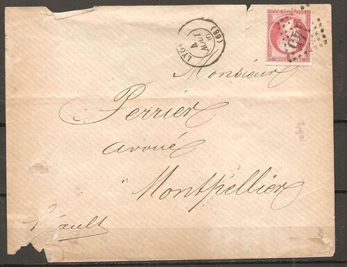 Timbre Oblitere Sur Lettre France 1862 Napoleon Iii Yt 24