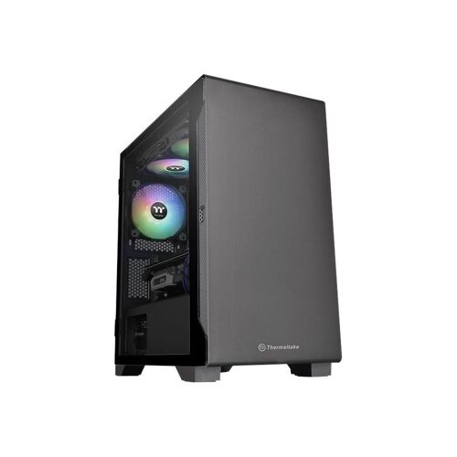 Thermaltake S100 TG - Tour - micro ATX - panneau latéral fenêtré (verre trempé) - pas d'alimentation (PS/2) - noir - USB/Audio