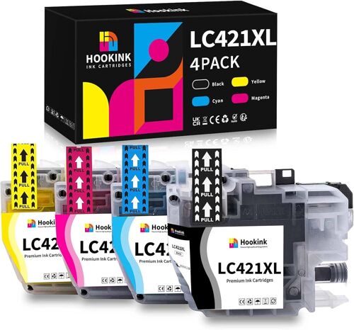 LC421 LC421XL Pack Cartouche d'encre Multipack Compatible avec Brother LC421 XL LC-421XL LC-421VAL pour DCP-J1050DW MFC-J1010DW DCP-J1140DW