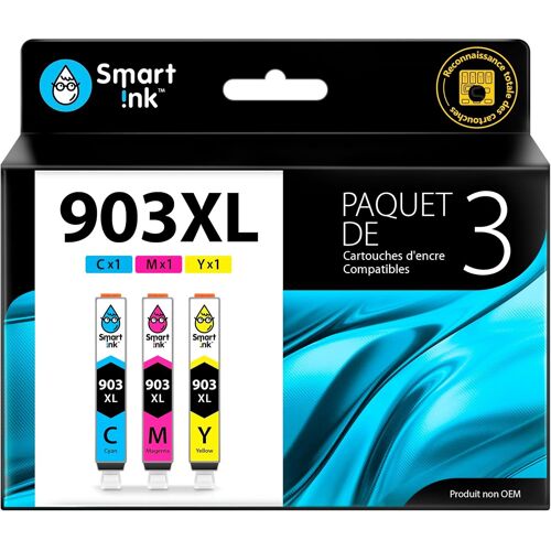 Cartouche d'Encre Compatible pour HP 903 XL 903XL 3 Pack (Cyan Magenta Jaune) avec Système de Puce Avancée pour Officejet 6950 All-in-One Officejet Pro 6960 6970 All-in-One