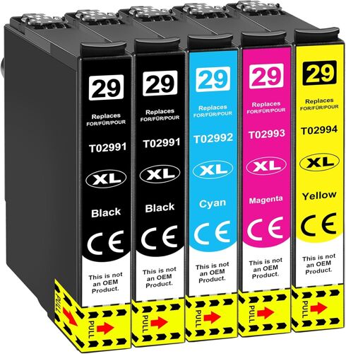Compatible 29XL Cartouches d'encre Remplacement pour Epson 29XL 29 pour Epson Expression Home XP-235 XP-245 XP-345 XP-255 XP-247 XP-332 XP-335 XP-432(Pack de 5)