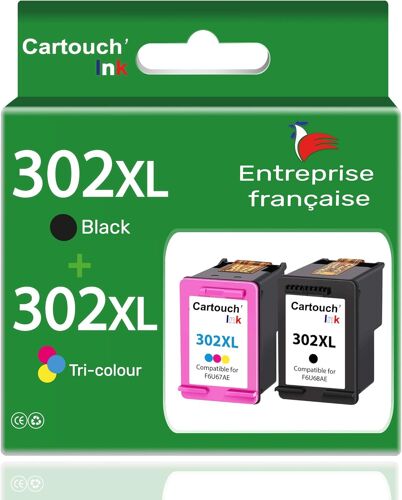 302XL - 2 Cartouches d'encre Compatibles avec HP 302 XL - 1 Noir + 1 Couleur