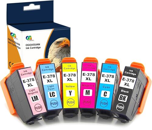 378XL Cartouche Remplacer pour Epson 378 378 XL Cartouche d'encre Compatible avec Epson Expression Photo XP-8500 XP-8505 XP-15000 XP-8600 XP-8605 XP-8700 (378XL, 6 Packs)