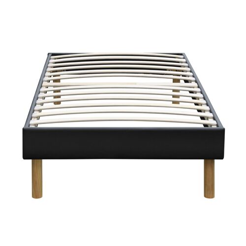adrien - Solide et Confortable Sommier Tapissier noir + Pieds en 20 cm pour matelas en 120x200 - 2 x 13 Lattes - Montage Rapide et Facile - revetement Tissu Polyester facile d'entretien