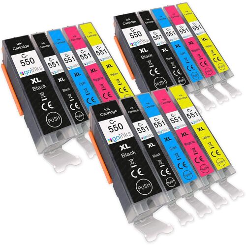 3 Ensemble de 5 Cartouches d'encre à remplacer PGI-550 & CLI-551 Compatible/Non-OEM pour PIXMA Imprimantes (15 Encres)