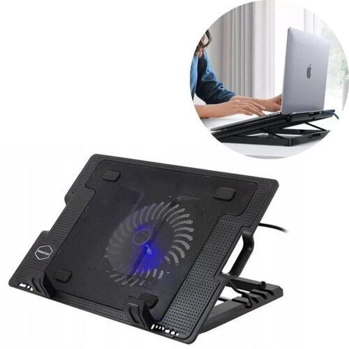 Riff RF-0092 Refroidisseur portable 2 en 1 et support à angle réglable parfait pour ordinateur portable (12"-17") avec câble USB