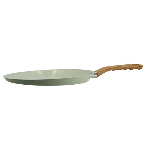 Menastyl - Galetiere Celadon 32cm En Aluminium Induction Poignée Effet Bois - Vert
