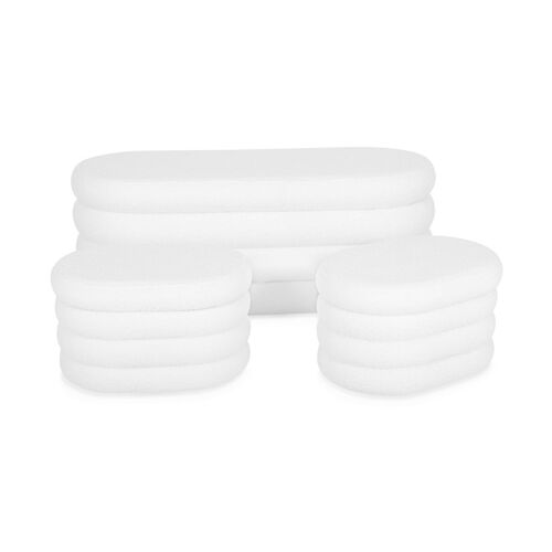 Banc Coffre Avec 2 Poufs De Rangement En Bouclettes
