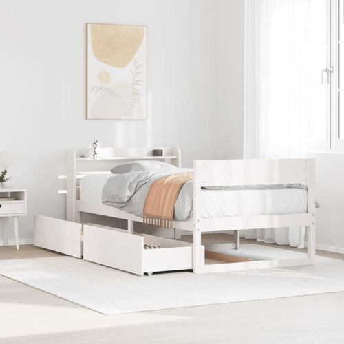 vidaXL Cadre de lit sans matelas blanc 100x200 cm bois de pin massif