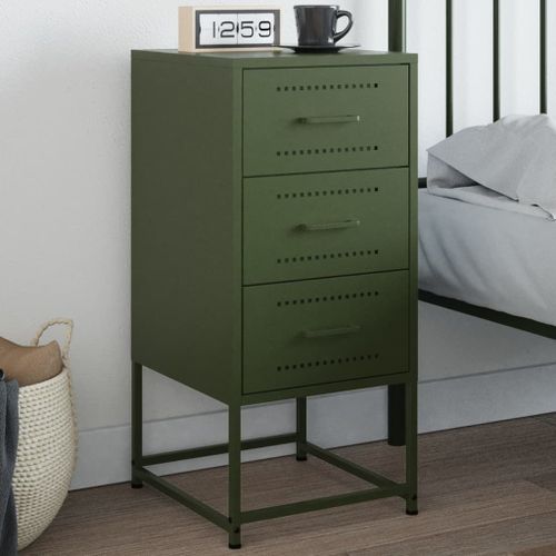 Vidaxl Table De Chevet Vert Olive 36x39x78 Cm Acier