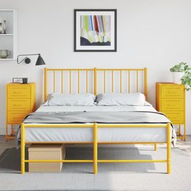 Vidaxl Tables De Chevet 2 Pcs Jaune Moutarde 36x39x78 Cm Acier