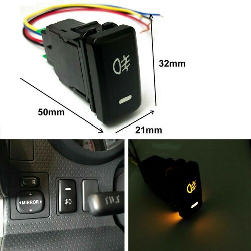 Interrupteur À Bouton-Poussoir Pour Antibrouillards, 4 Pôles, 12v, Barre Lumineuse Led (33x22mm)