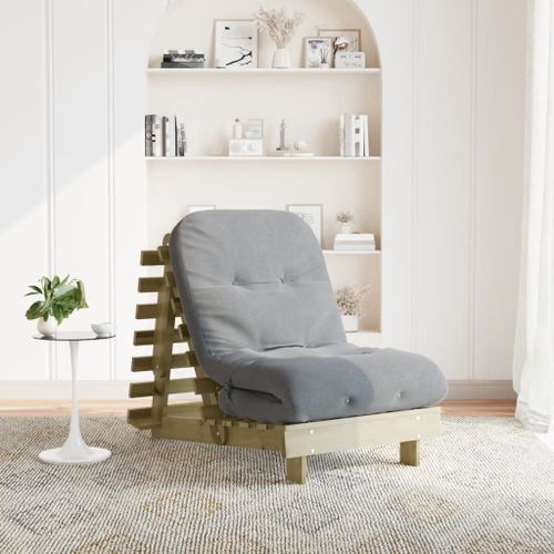 Vidaxl Canapé-Lit Futon Avec Matelas 70x206x11 Cm Bois De Pin Imprégné
