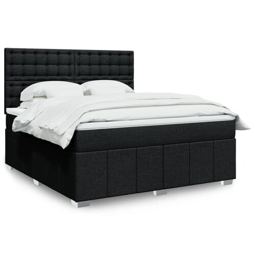 vidaXL Sommier à lattes de lit avec matelas Noir 180x200 cm Tissu
