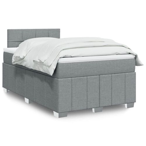 vidaXL Sommier à lattes de lit et matelas gris clair 120x190 cm tissu
