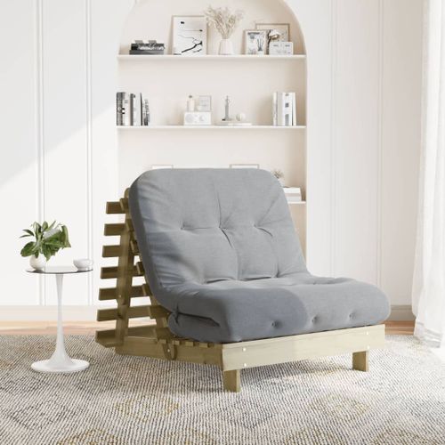 Vidaxl Canapé-Lit Futon Avec Matelas 90x206x11 Cm Bois De Pin Imprégné