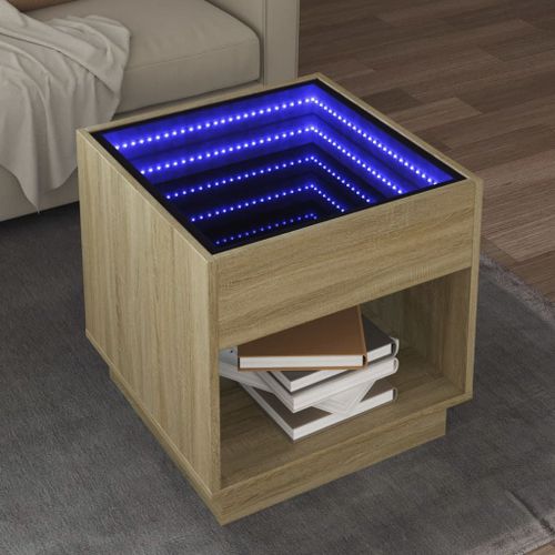 Vidaxl Table Basse Avec Led Infini Chêne Sonoma 50x50x50 Cm