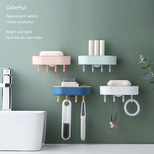 Boîte à Savon au Design Créatif avec Crochet, Double couche, Fixation Murale sans Poinçon, Porte-Savon pour la Salle de Bain
