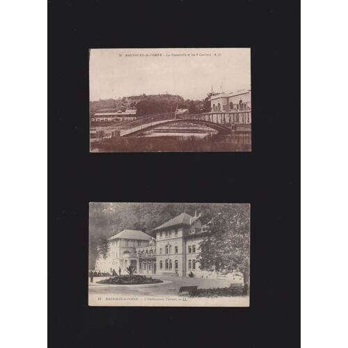 2 Cartes Postales Bagnoles De L'orne : La Passerelle Et Les 2 Casinos ; L'établissement Thermal