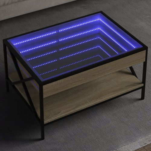 Vidaxl Table Basse Avec Led Infini Chêne Sonoma 70x50x38 Cm