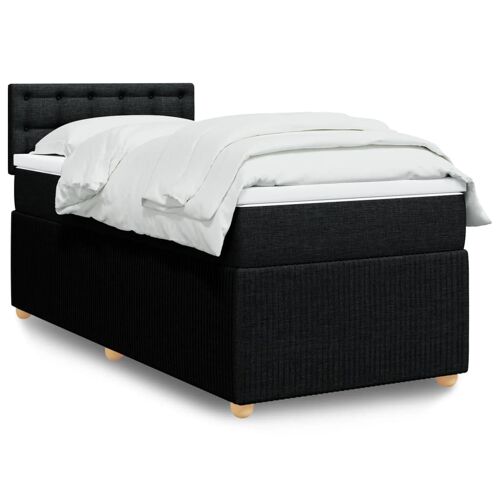 vidaXL Sommier à lattes de lit et matelas Noir 80x200 cm Tissu