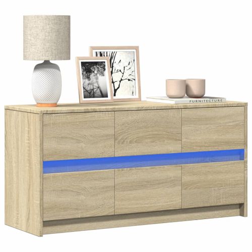 Vidaxl Meuble Tv Avec Led Chêne Sonoma 100x34x50 Cm Bois D'ingénierie