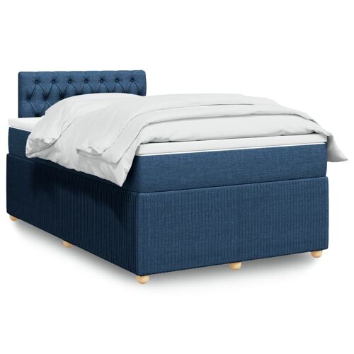 vidaXL Sommier à lattes de lit avec matelas bleu 120x190 cm tissu