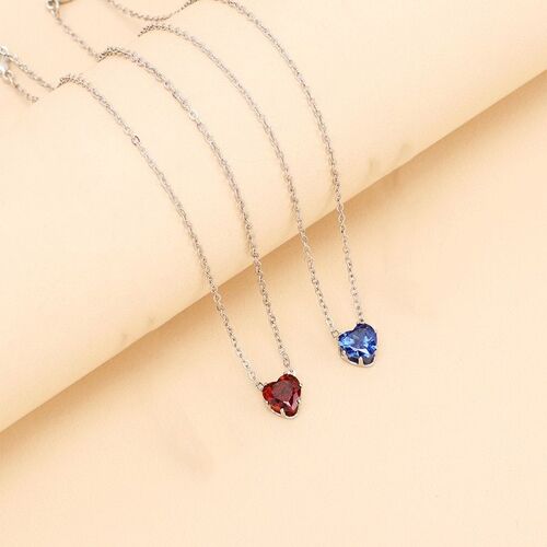 Collier En Zircon Avec Coeur Géométrique, Bijoux Quotidiens, À La Mode