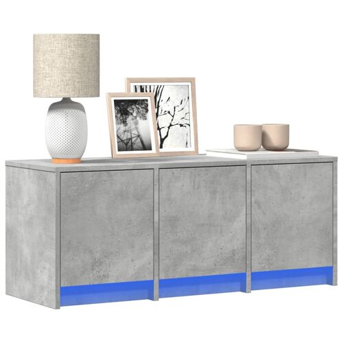 vidaXL Meuble TV avec LED gris béton 97x34x40 cm bois d'ingénierie
