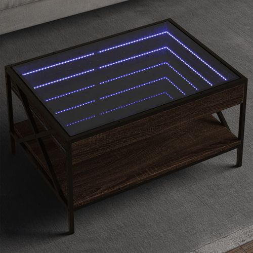 Vidaxl Table Basse Avec Led Infini Chêne Marron 70x50x38 Cm