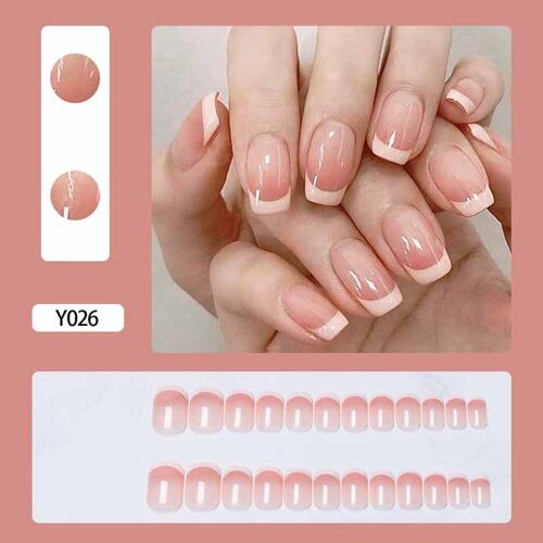 Ensemble De Faux Ongles Courts Ronds/Carrés, 24 Pièces/Ensemble, Artificiels Détachables, Pour Nail Art 