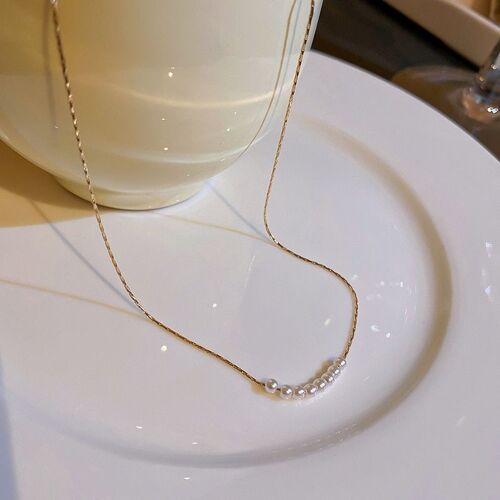 Bijoux Quotidiens Vous Rendent À La Mode, Chaîne De Perles Simulées, Colliers Simples Dorés Pour Femmes Et Filles