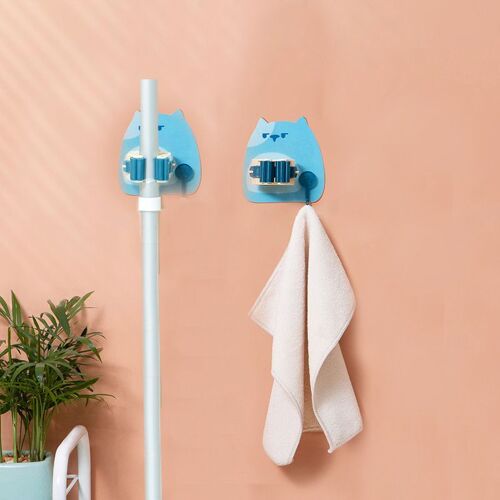 Support Mural de Rangement pour Serpillière, Clip de Vadrouille Sans Poinçon, Outil en Plastique Sans Couture, Produit Solide, Thème Dessin Animé Mignon, Mandrin, 3 Pièces