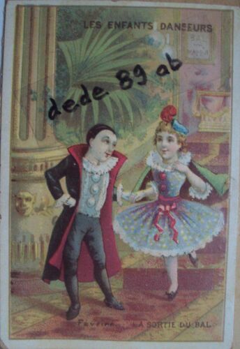 Carte Chromo 19 Ème . Les Enfants Danseurs : La Sortie Du Bal . (10.50x7.00cm)
