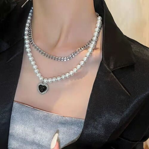 Collier Multi-Couches Noir Pour Femmes, Bijou De Perles, Style Ins, Amour, Double Couche, Nouveau, Créatif, Simple, 2022