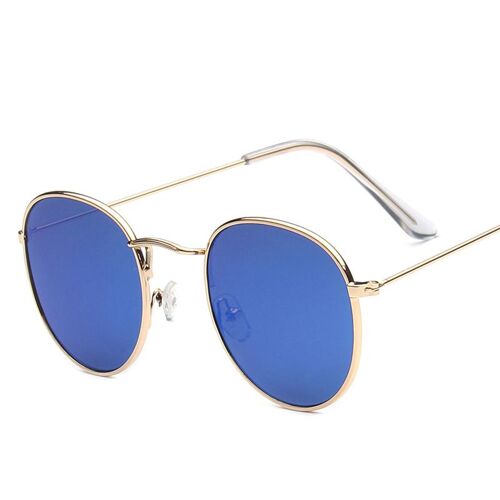 Lunettes Solaires Rondes pour Femme, Accessoire Coupe-Vent, Cadre en Métal, Vintage