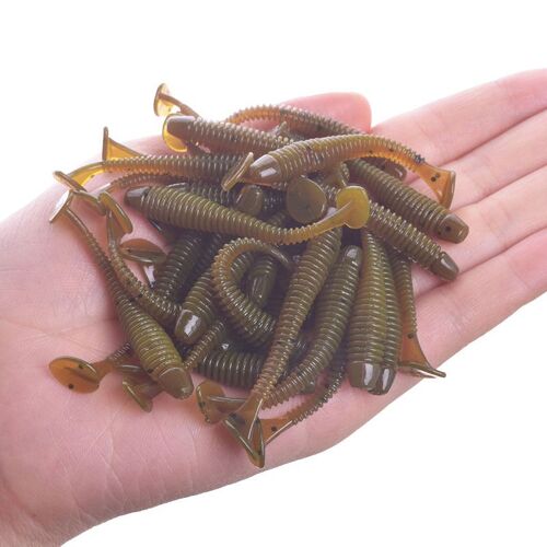 20/50pcs Vers Leurre Jigging Leurres Silicone Artificiel Swimbait 0.8g 5cm Spirale Queue De Pêche Leurre Basse Carpe Pesca Matériel